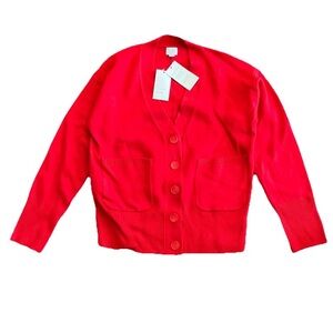 A New Day Red Women's Relaxed V Neck Three Button-Front Knit Sweater Cardigan XS